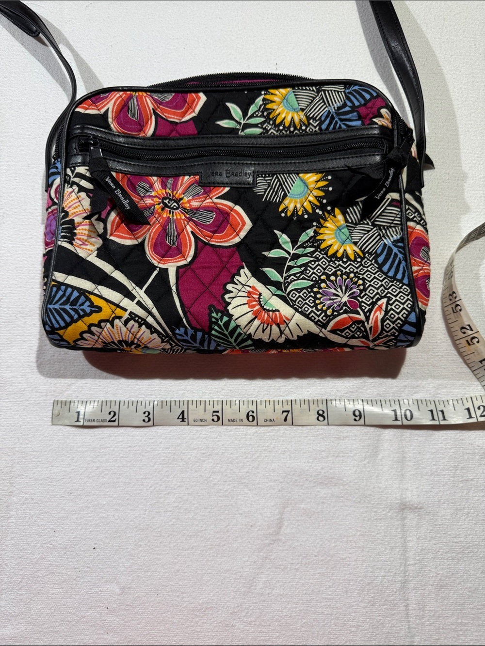 Vera Bradley Black Quilted Crossbody with Multicolor Floral Print - Picture 9 of 10